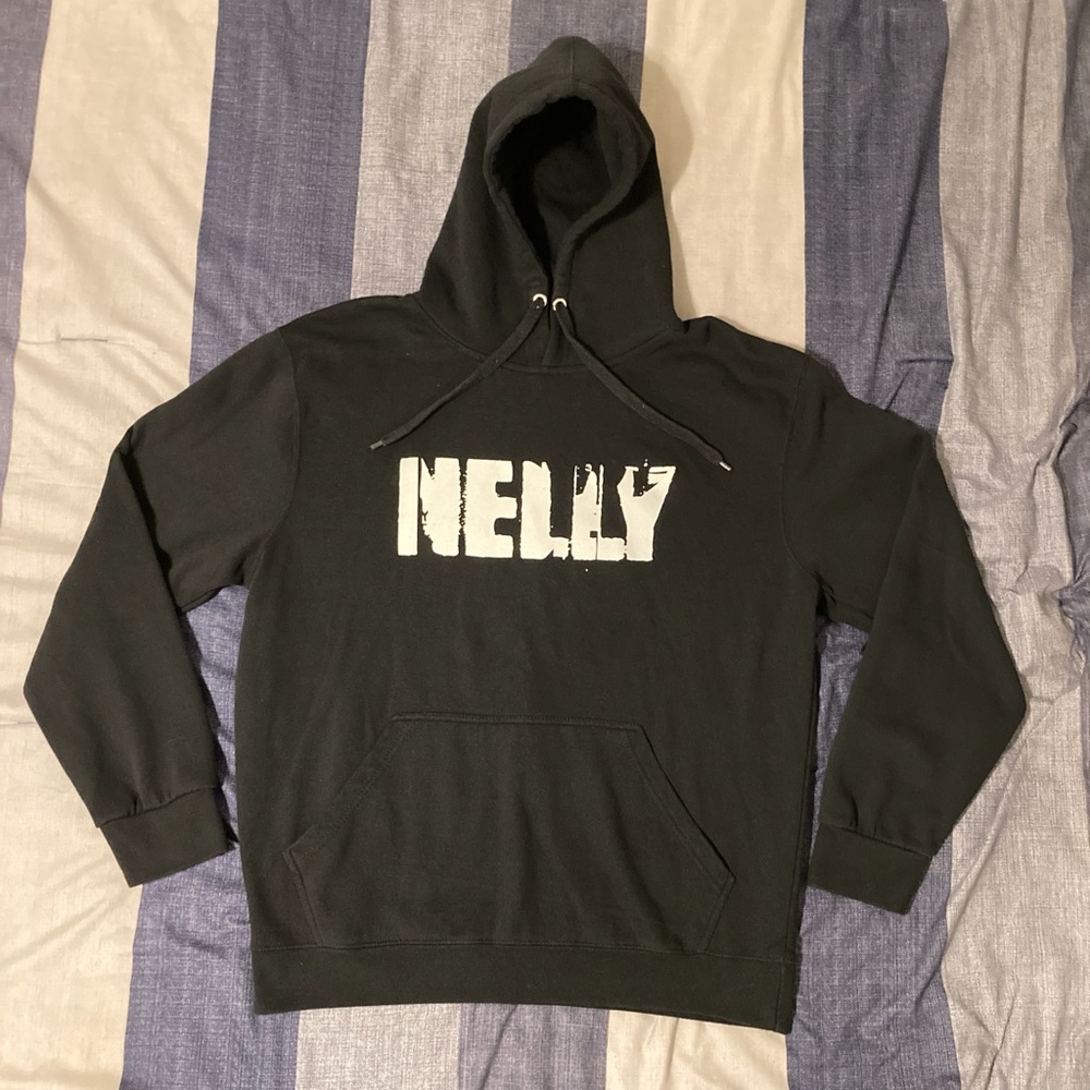 Nelly Promo Graphic Hoodie Men Sz L Hip Hop Rap St Louis Black